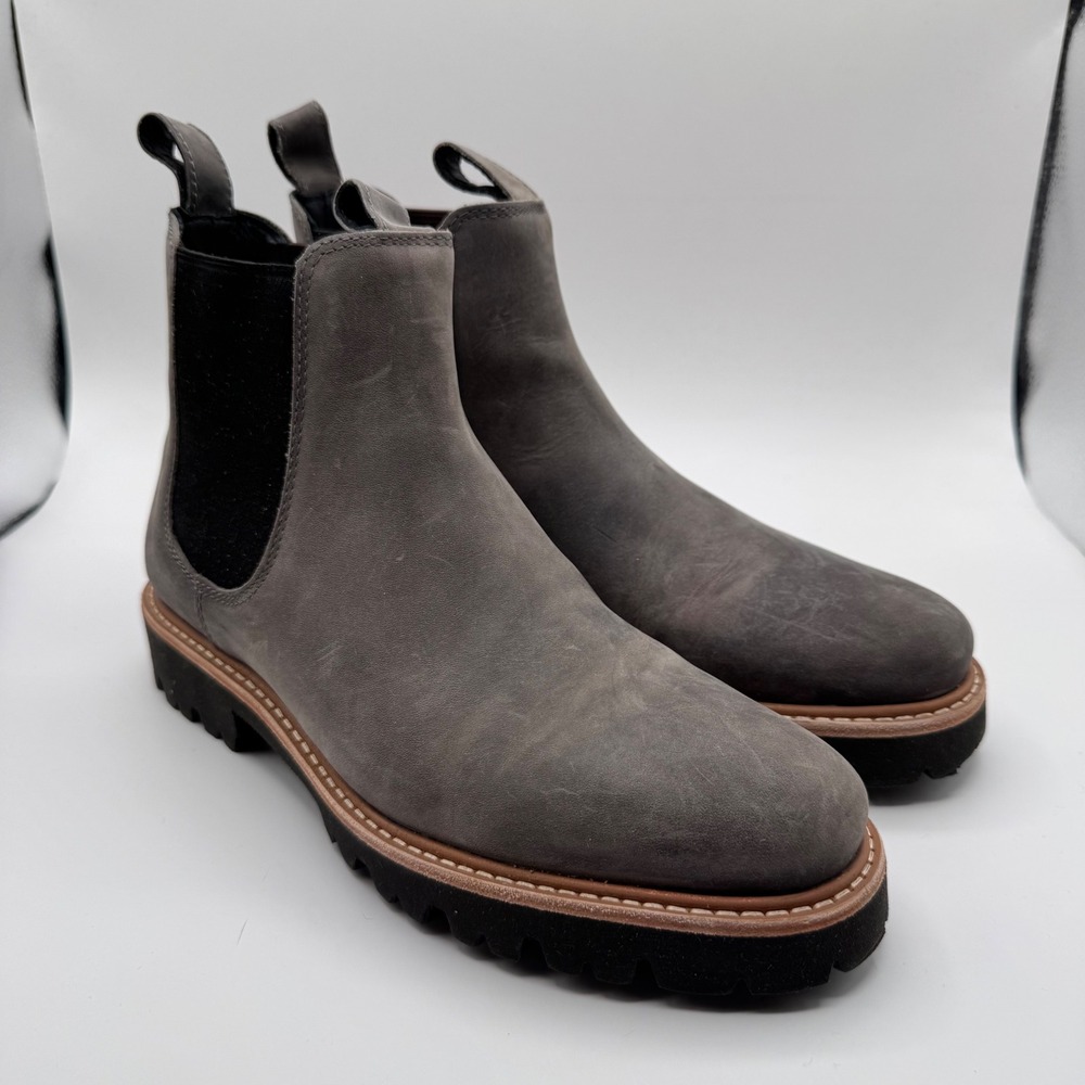 Nisolo Go-To Lug Chelsea Boot Grey Leather Chunky Sole Women's 6 New in Box